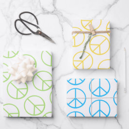 Blau Gelb Grün Friedenszeichen Geschenkverpackung  Geschenkpapier Set