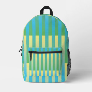 Blau Gelb Grün Gestreiftes Muster  Bedruckter Rucksack