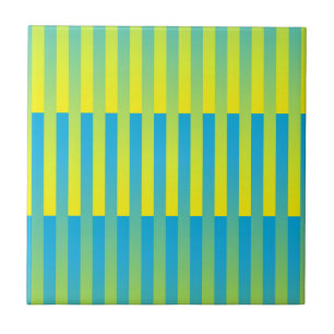 Blau Gelb Grün Gestreiftes Muster Fliese