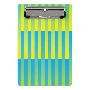 Blau Gelb Grün Gestreiftes Muster Mini Klemmbrett