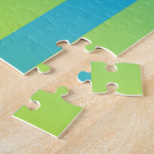 Blau Gelb Grün Gestreiftes Muster Puzzle (Seite)
