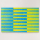 Blau Gelb Grün Gestreiftes Muster Puzzle (Horizontal)