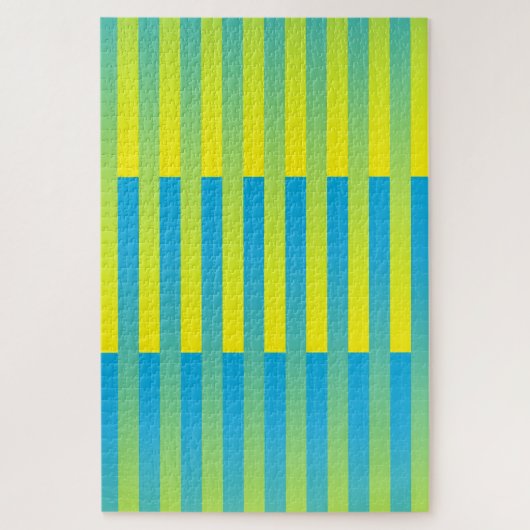 Blau Gelb Grün Gestreiftes Muster Puzzle (Vertikal)
