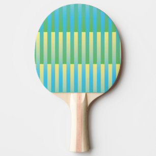 Blau Gelb Grün Gestreiftes Muster Tischtennis Schläger