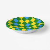 Blau Gelb Grün Karomuster Design  Pappteller (Gewinkelt)