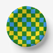 Blau Gelb Grün Karomuster Design  Pappteller (Vorderseite)