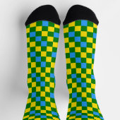Blau Gelb Grün Karomuster Design Socken (Oben)