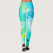 Blau-gelb-grün Moderne Elegant Abstrakt Leggings (Rückseite)