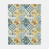 Blau Gelb Grün Quilt Patchwork Gingham Floral Fleecedecke (Vorderseite)