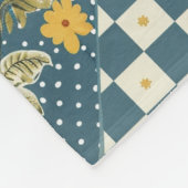 Blau Gelb Grün Quilt Patchwork Gingham Floral Fleecedecke (Ecke)