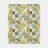 Blau Gelb Grün Quilt Patchwork Gingham Floral Fleecedecke (Vorderseite)