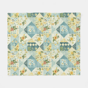 Blau Gelb Grün Quilt Patchwork Gingham Floral Fleecedecke