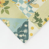 Blau Gelb Grün Quilt Patchwork Gingham Floral Fleecedecke (Ecke)