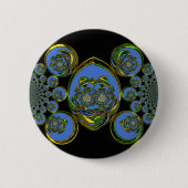 Blau-Gelb-Kaleidoskop Kunstdrucke Button (Vorderseite)