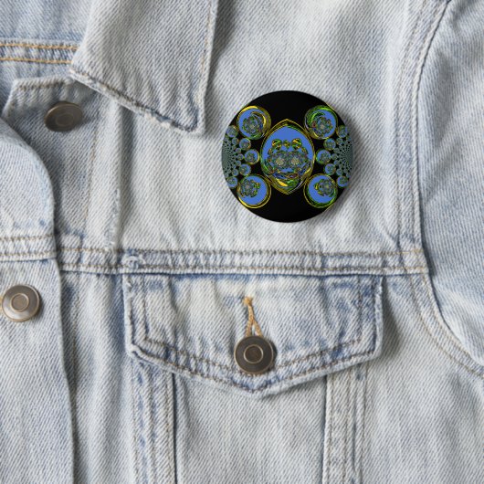 Blau-Gelb-Kaleidoskop Kunstdrucke Button (Beispiel)