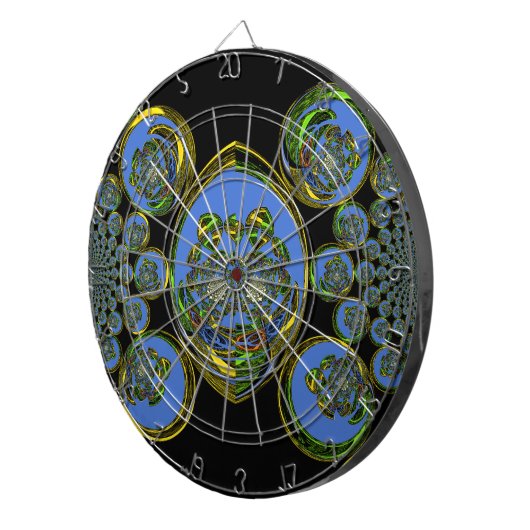 Blau-Gelb-Kaleidoskop Kunstdrucke Dartscheibe (Vorderseite rechts)