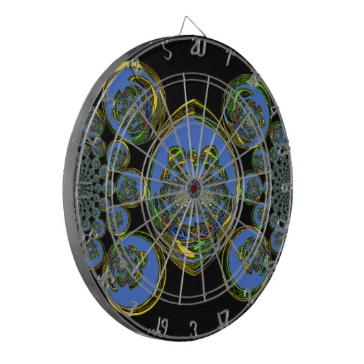 Blau-Gelb-Kaleidoskop Kunstdrucke Dartscheibe (Vorderseite Links)
