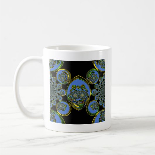 Blau-Gelb-Kaleidoskop Kunstdrucke Kaffeetasse (Links)