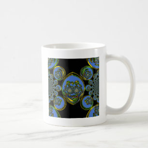 Blau-Gelb-Kaleidoskop Kunstdrucke Kaffeetasse