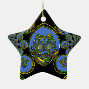 Blau-Gelb-Kaleidoskop Kunstdrucke Keramikornament