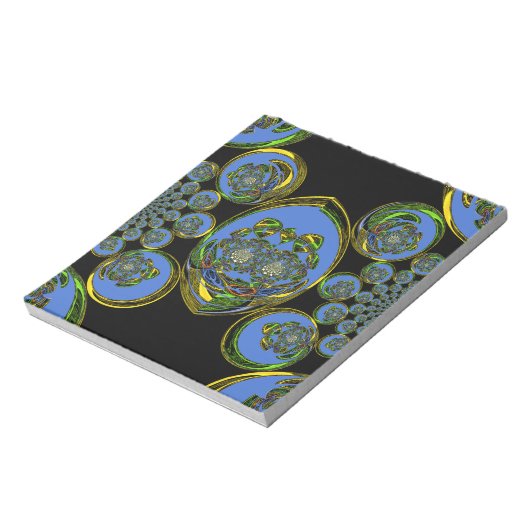 Blau-Gelb-Kaleidoskop Kunstdrucke Notizblock (Rotiert)