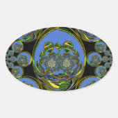 Blau-Gelb-Kaleidoskop Kunstdrucke Ovaler Aufkleber (Vorderseite)