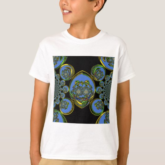 Blau-Gelb-Kaleidoskop Kunstdrucke T-Shirt (Vorderseite)