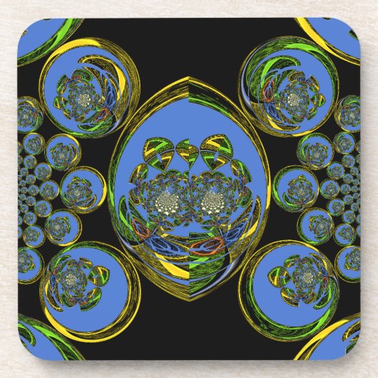 Blau-Gelb-Kaleidoskop Kunstdrucke Untersetzer (Vorderseite)