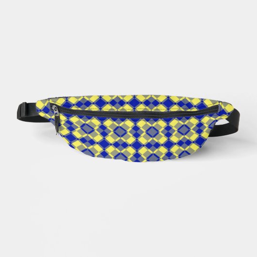 Blau Gelb Karo Argyle-Muster Bauchtasche (Vorderseite)