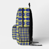 Blau Gelb Karo Argyle-Muster Bedruckter Rucksack (Rechts)