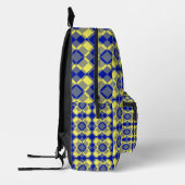 Blau Gelb Karo Argyle-Muster Bedruckter Rucksack (Links)