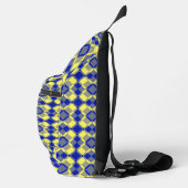 Blau Gelb Karo Argyle-Muster Crossbody Bag (Rechts)
