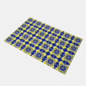 Blau Gelb Karo Argyle-Muster Fußmatte (Schrägansicht)
