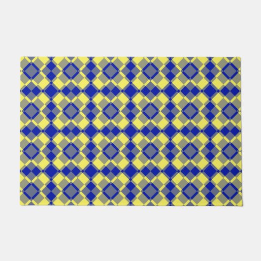 Blau Gelb Karo Argyle-Muster Fußmatte (Vorderseite)