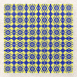 Blau Gelb Karo Argyle-Muster Glasuntersetzer