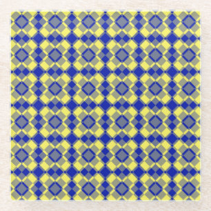Blau Gelb Karo Argyle-Muster Glasuntersetzer