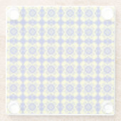 Blau Gelb Karo Argyle-Muster Glasuntersetzer (Rückseite)