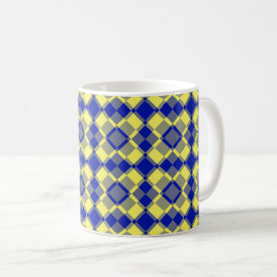 Blau Gelb Karo Argyle-Muster Kaffeetasse