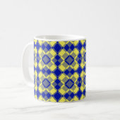 Blau Gelb Karo Argyle-Muster Kaffeetasse (Vorderseite Links)