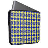 Blau Gelb Karo Argyle-Muster Laptopschutzhülle (Vorne Rechts)