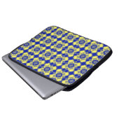 Blau Gelb Karo Argyle-Muster Laptopschutzhülle (Vorne Knopf)