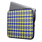 Blau Gelb Karo Argyle-Muster Laptopschutzhülle (Vorderseite Links)