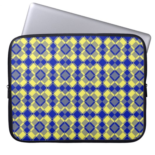 Blau Gelb Karo Argyle-Muster Laptopschutzhülle (Vorderseite)