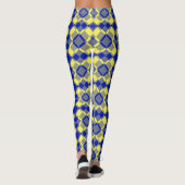 Blau Gelb Karo Argyle-Muster Leggings (Rückseite)