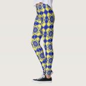 Blau Gelb Karo Argyle-Muster Leggings (Links)