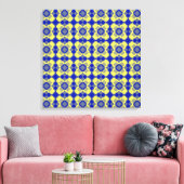Blau Gelb Karo Argyle-Muster Leinwanddruck (Insitu (Wohnzimmer))