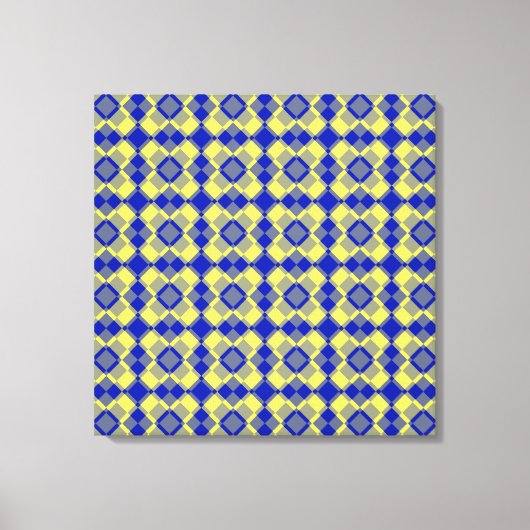 Blau Gelb Karo Argyle-Muster Leinwanddruck (Vorderseite)