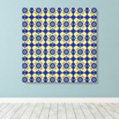 Blau Gelb Karo Argyle-Muster Leinwanddruck (Insitu (Holzboden))