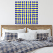 Blau Gelb Karo Argyle-Muster Leinwanddruck (Insitu (Schlafzimmer))