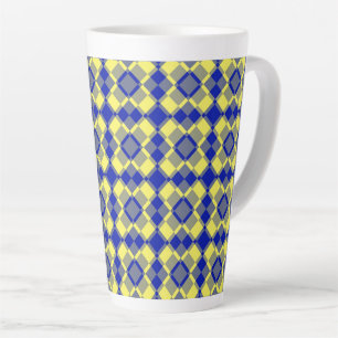 Blau Gelb Karo Argyle-Muster Milchtasse